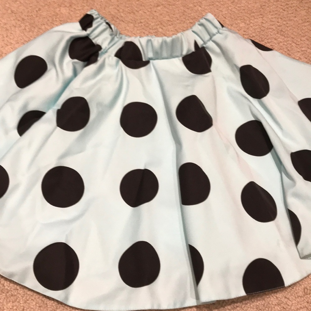 Mint green skirt with black polka dots